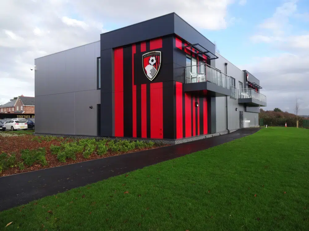 Two-storey modular training centre for AFC Bournemouth, Dorset, built off-site for a fast handover and phased growth.