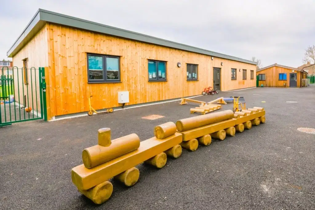 Wooden modular send school building in hillingdon
