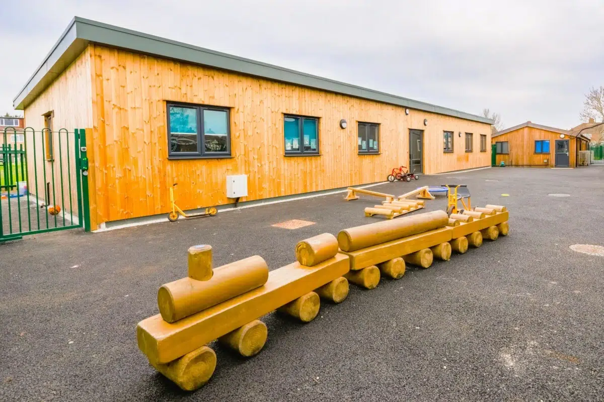 Wooden modular send school building in hillingdon